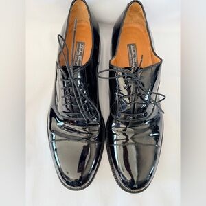Salvatore Ferragamo Glance Glossy Black Oxfords